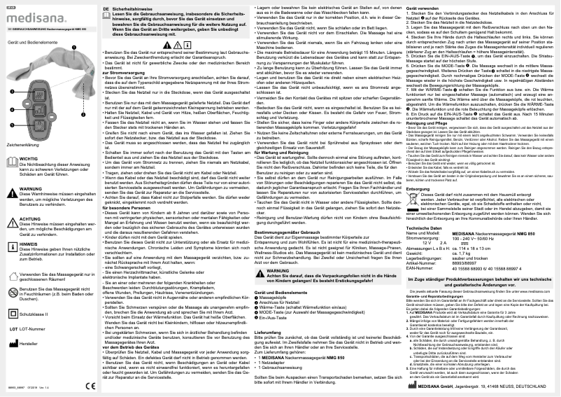 Página 1 del manual Manual de usuario Medisana NMG 850