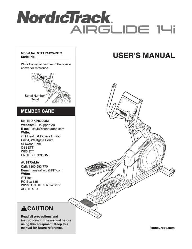 Imagen de la primera página del manual del dispositivo AirGlide 14i