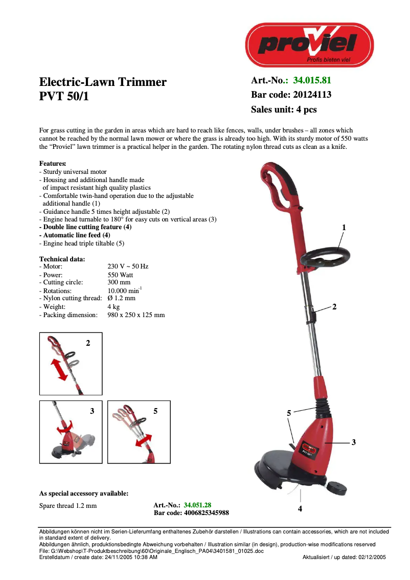 Página nº 1 - Manual de usuario Proviel PVT 550/1
