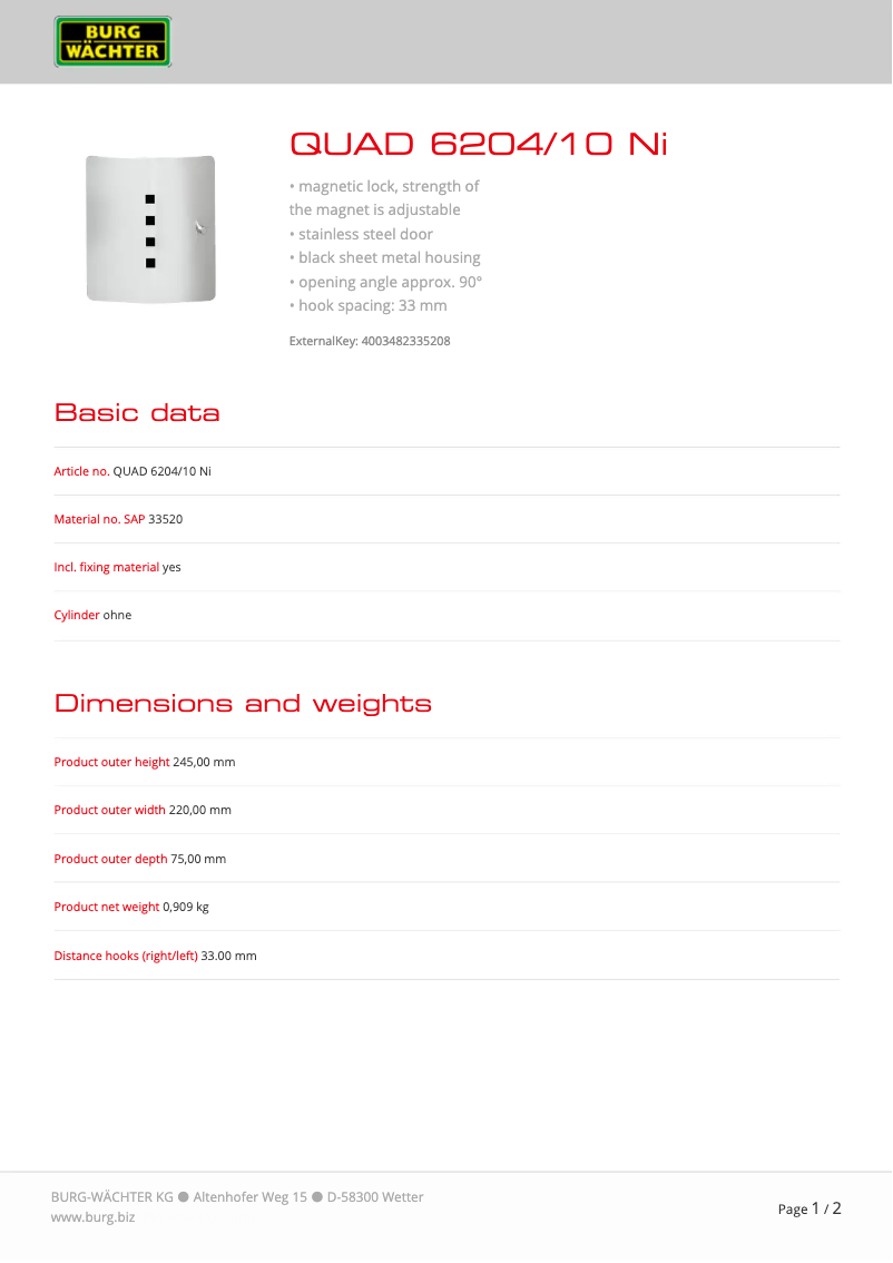 Imagen de la primera página del manual del dispositivo Quad 6204/10 Ni