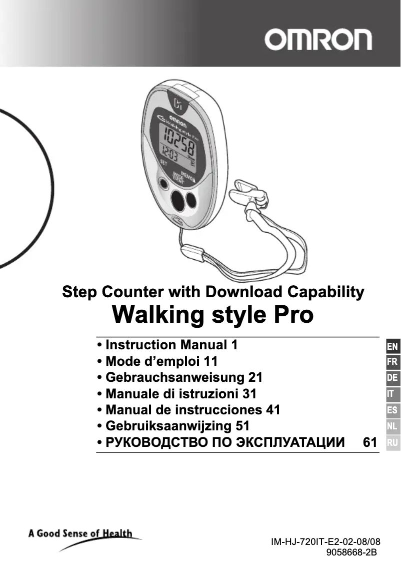 Página nº 1 - Manual de usuario Omron Walking Style Pro HJ-720IT-E2 