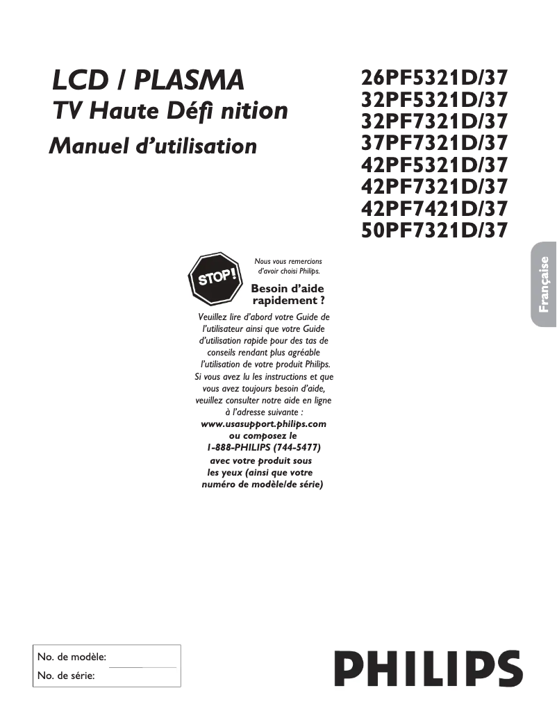 Imagen de la primera página del manual del dispositivo 42PF7421D