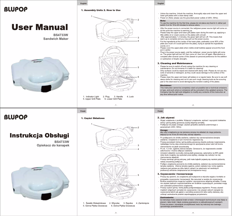 Página 1 del manual Manual de usuario Blupop BS4733W