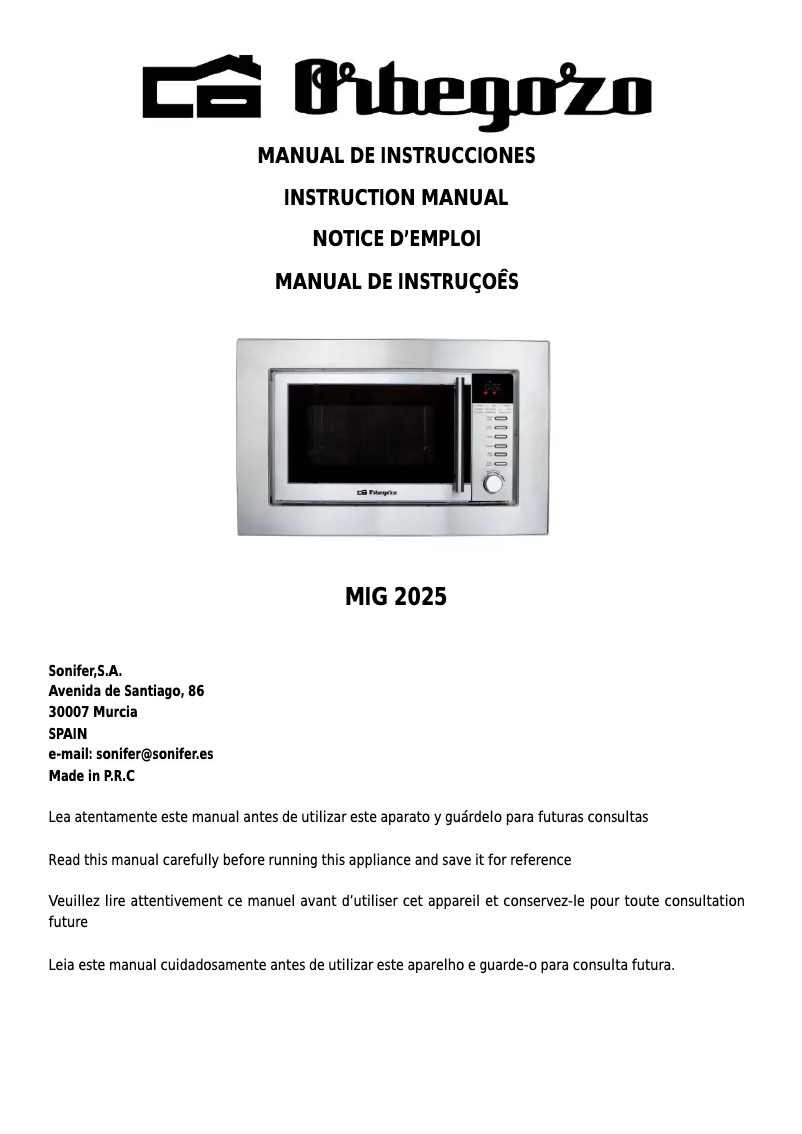 Imagen de la primera página del manual del dispositivo MIG 2025