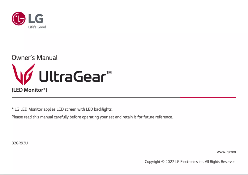 Página 1 del manual Manual de usuario LG UltraGear 32GR93U-B