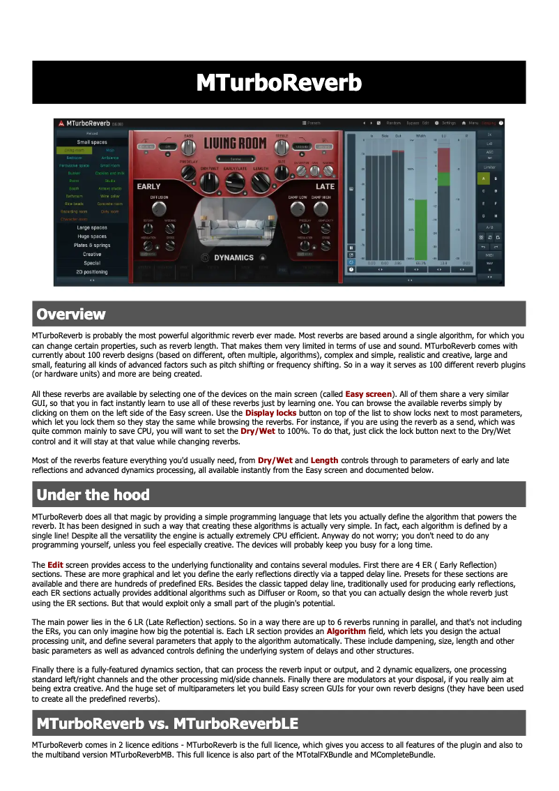 Imagen de la primera página del manual del dispositivo MTurboReverb