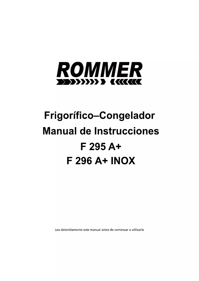 Página 1 del manual Manual de usuario Rommer F 296 A+ INOX