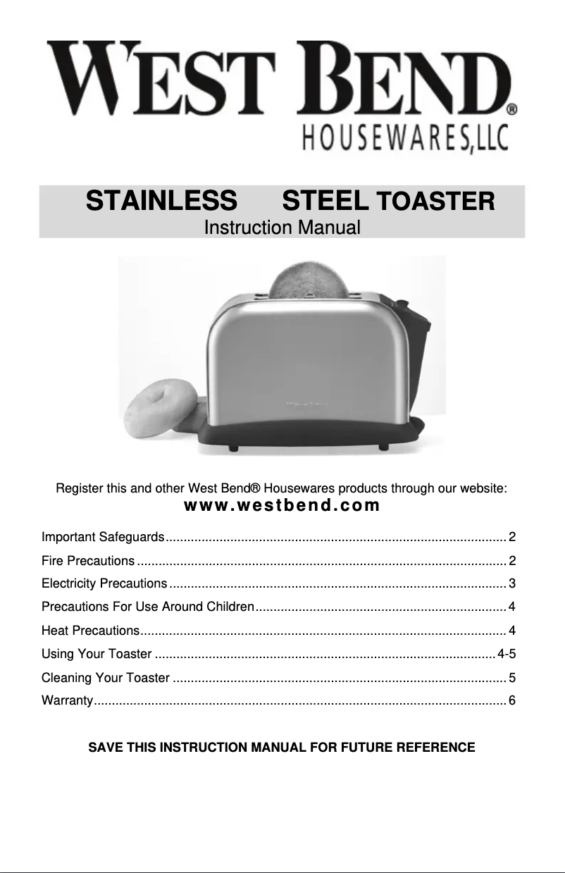 Página 1 del manual Manual de usuario WestBend 78002