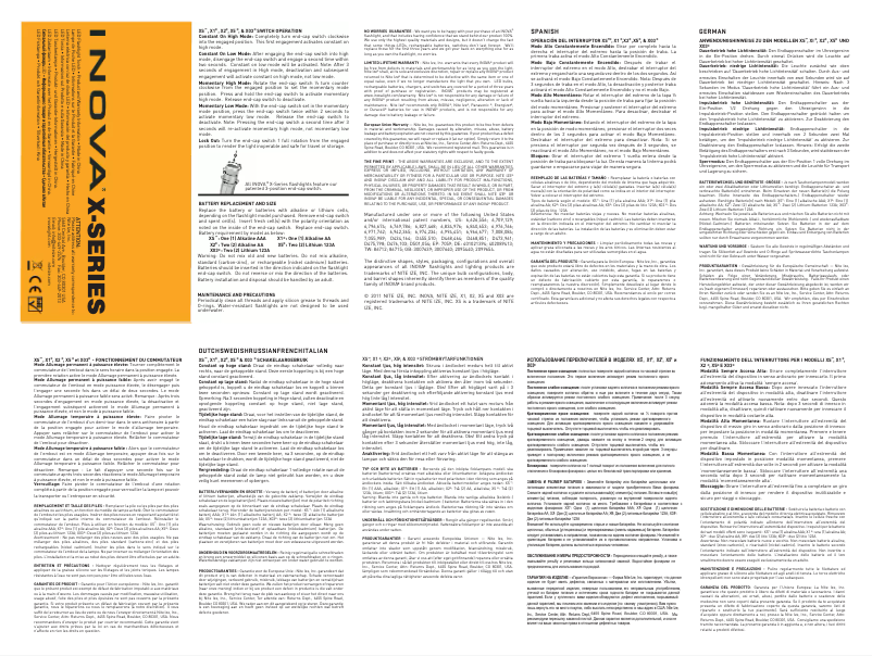 Imagen de la primera página del manual del dispositivo Inova X5 UV