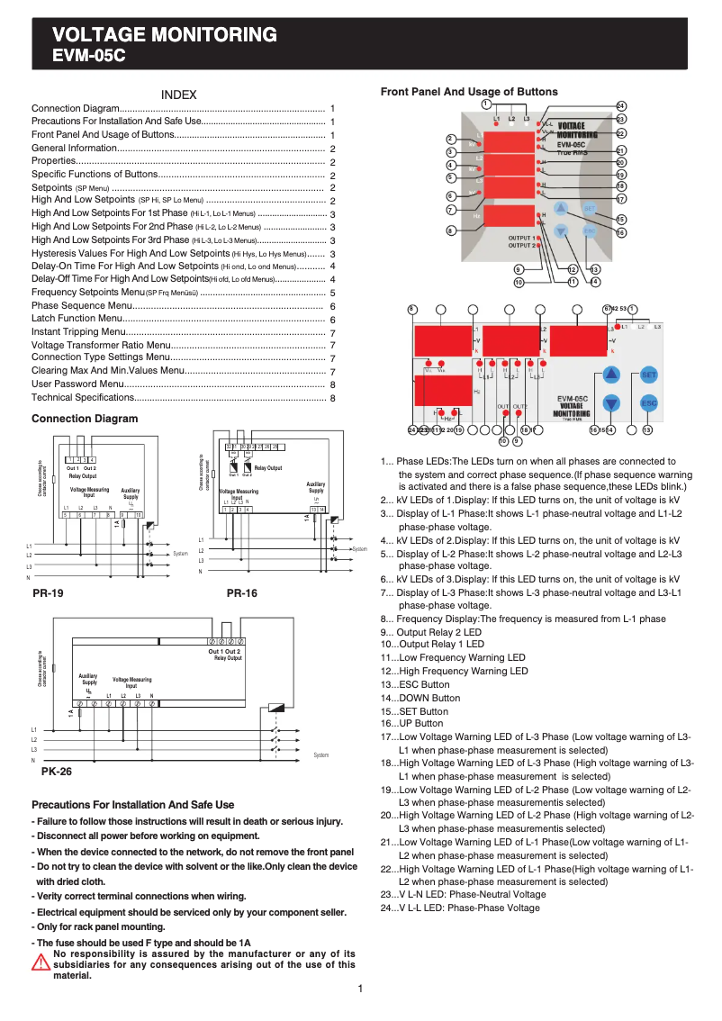 Imagen de la primera página del manual del dispositivo EVM-05C-DIN