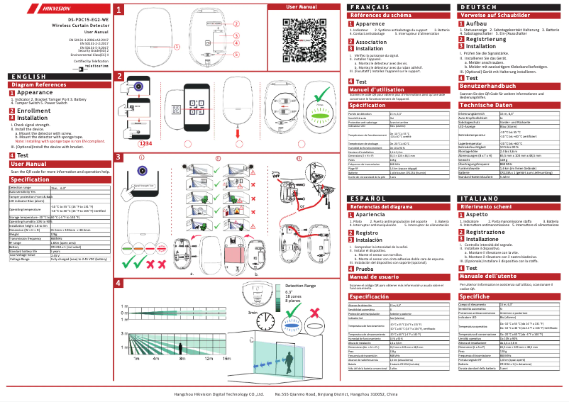 Imagen de la primera página del manual del dispositivo DS-PDC15-EG2-WE