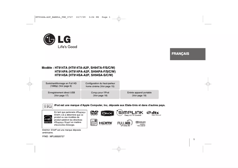 Imagen de la primera página del manual del dispositivo HT914SA