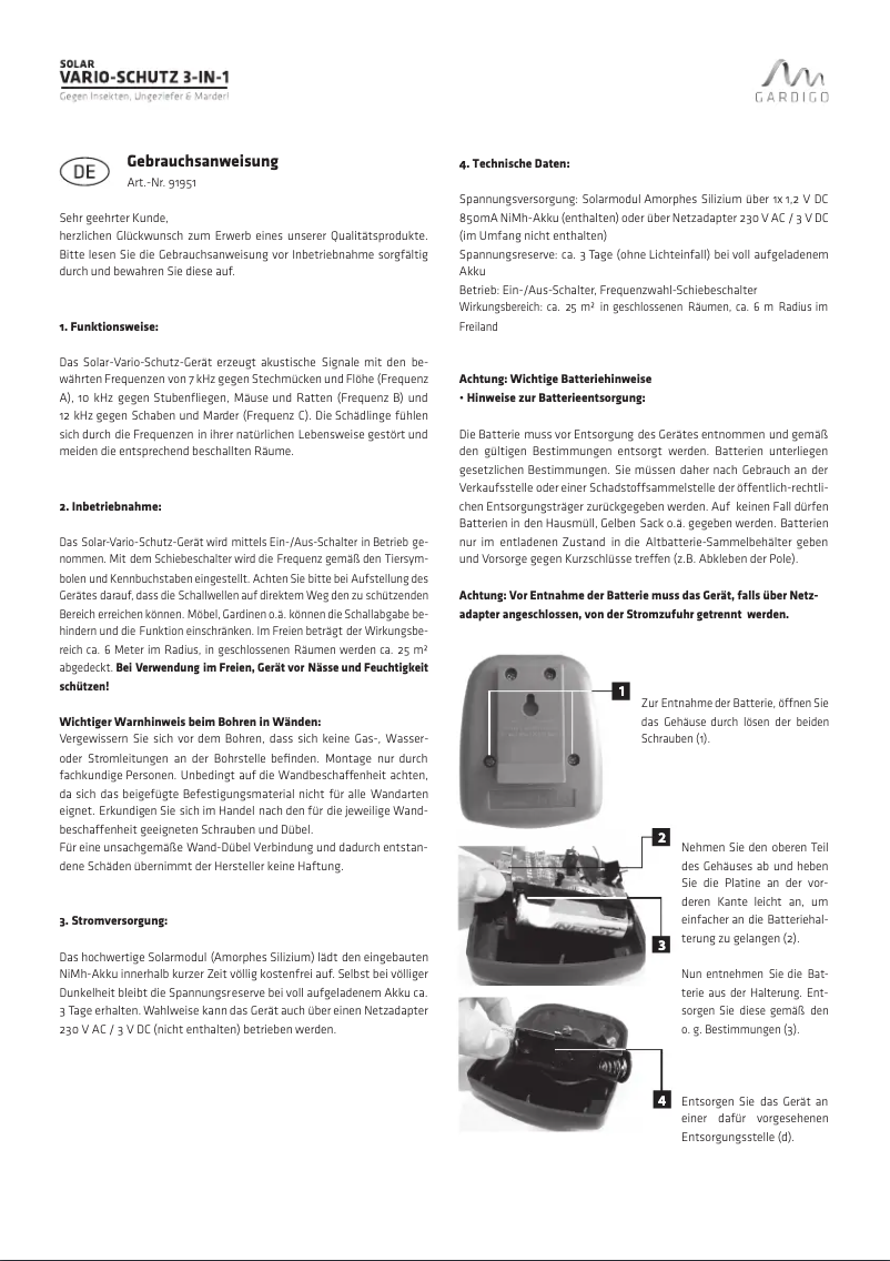 Imagen de la primera página del manual del dispositivo 91951