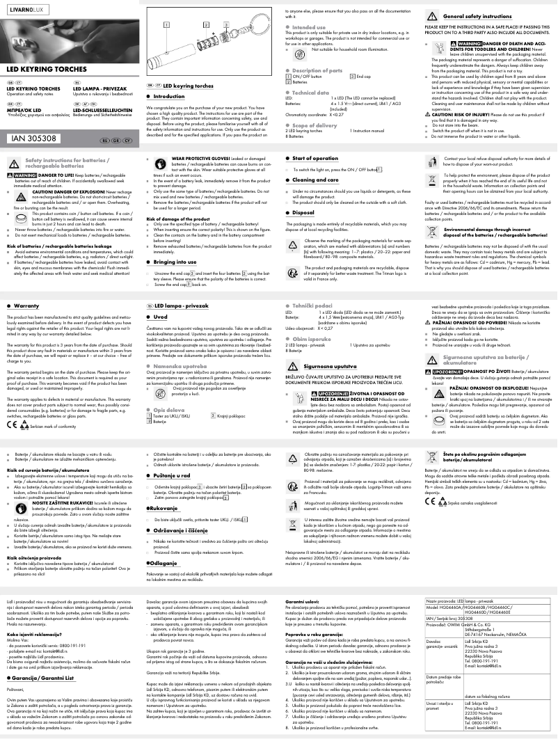 Imagen de la primera página del manual del dispositivo IAN 305308