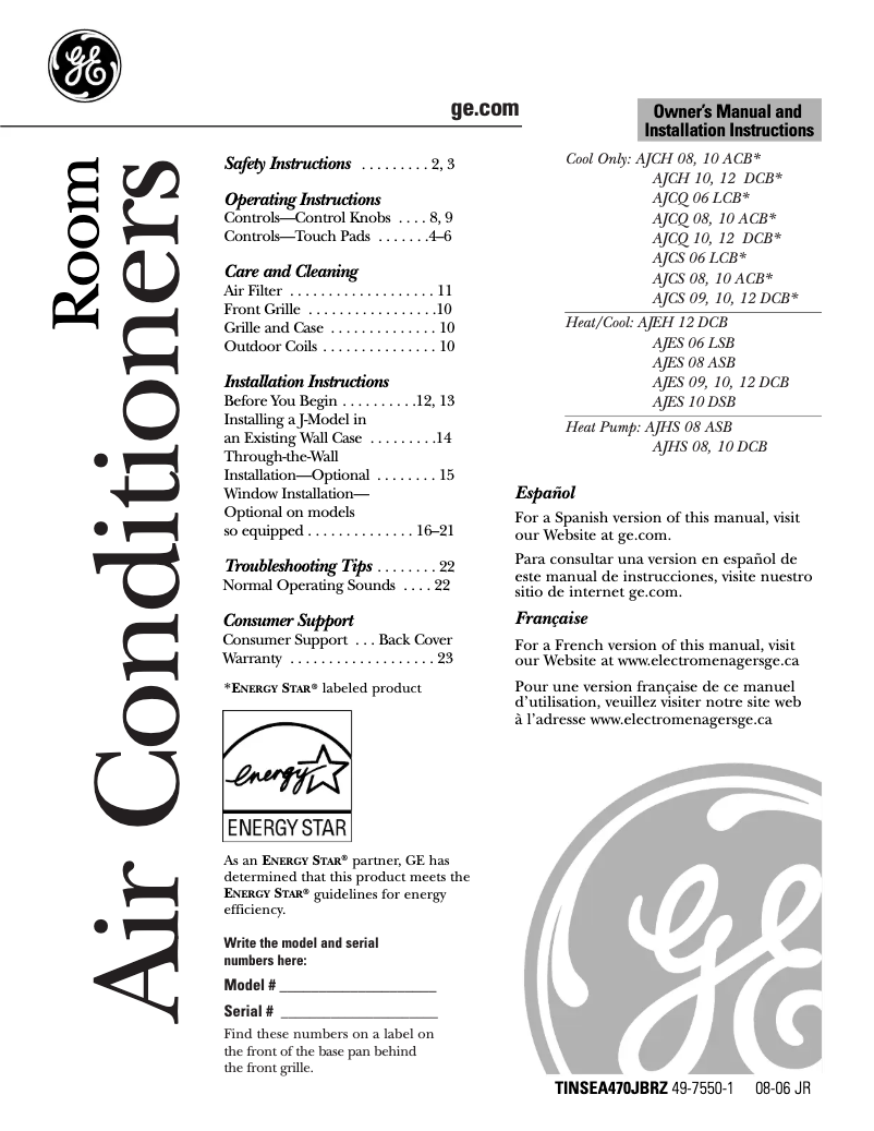 Imagen de la primera página del manual del dispositivo AJCS10DCB