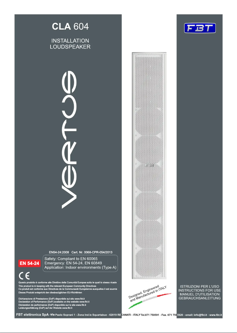 Página 1 del manual Manual de usuario FBT VERTUS CLA 604