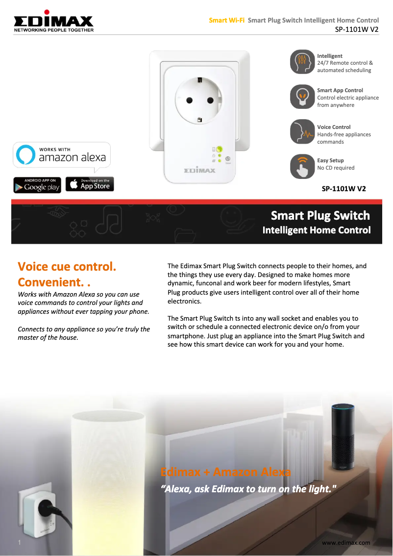 Página 1 del manual Ficha técnica Edimax SP-1101W