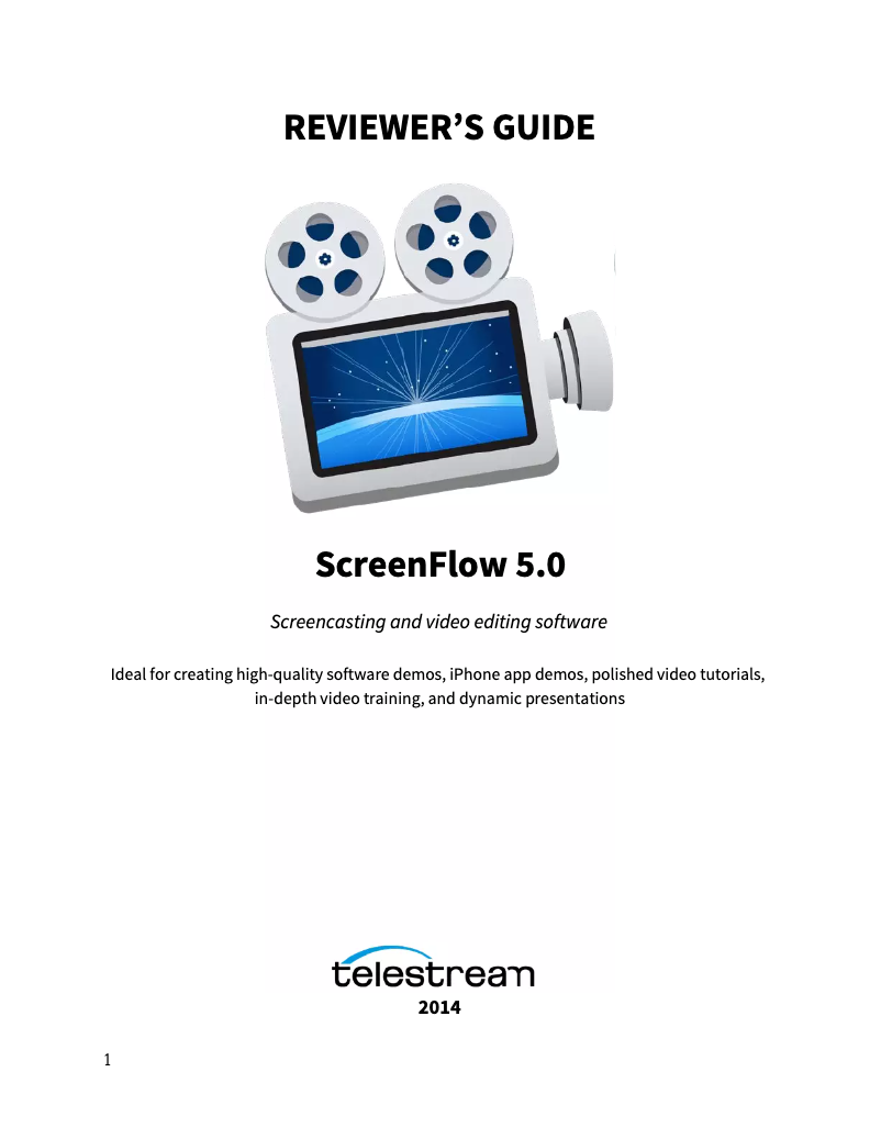 Imagen de la primera página del manual del dispositivo ScreenFlow 5.0