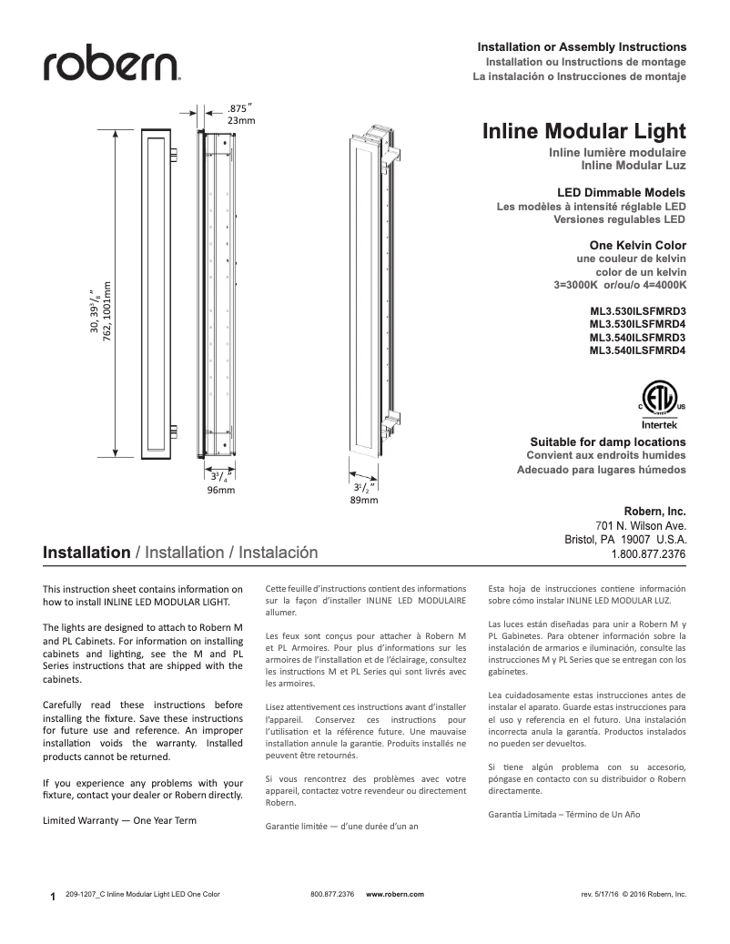 Página 1 del manual Manual de usuario Robern ML3.530ILSFMRD4