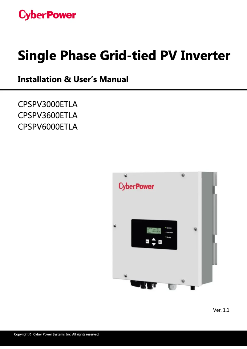 Página 1 del manual Manual de usuario CyberPower CPSPV3600ETLA