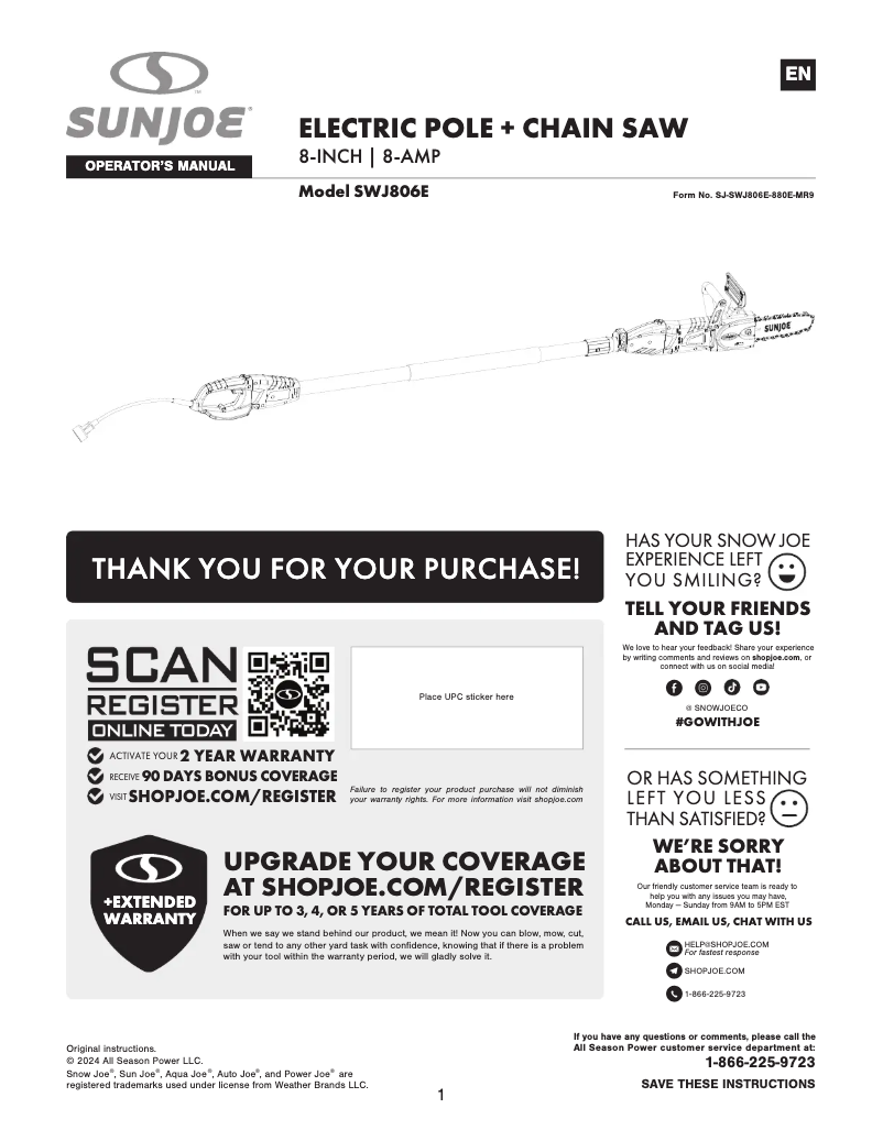 Imagen de la primera página del manual del dispositivo SWJ806E