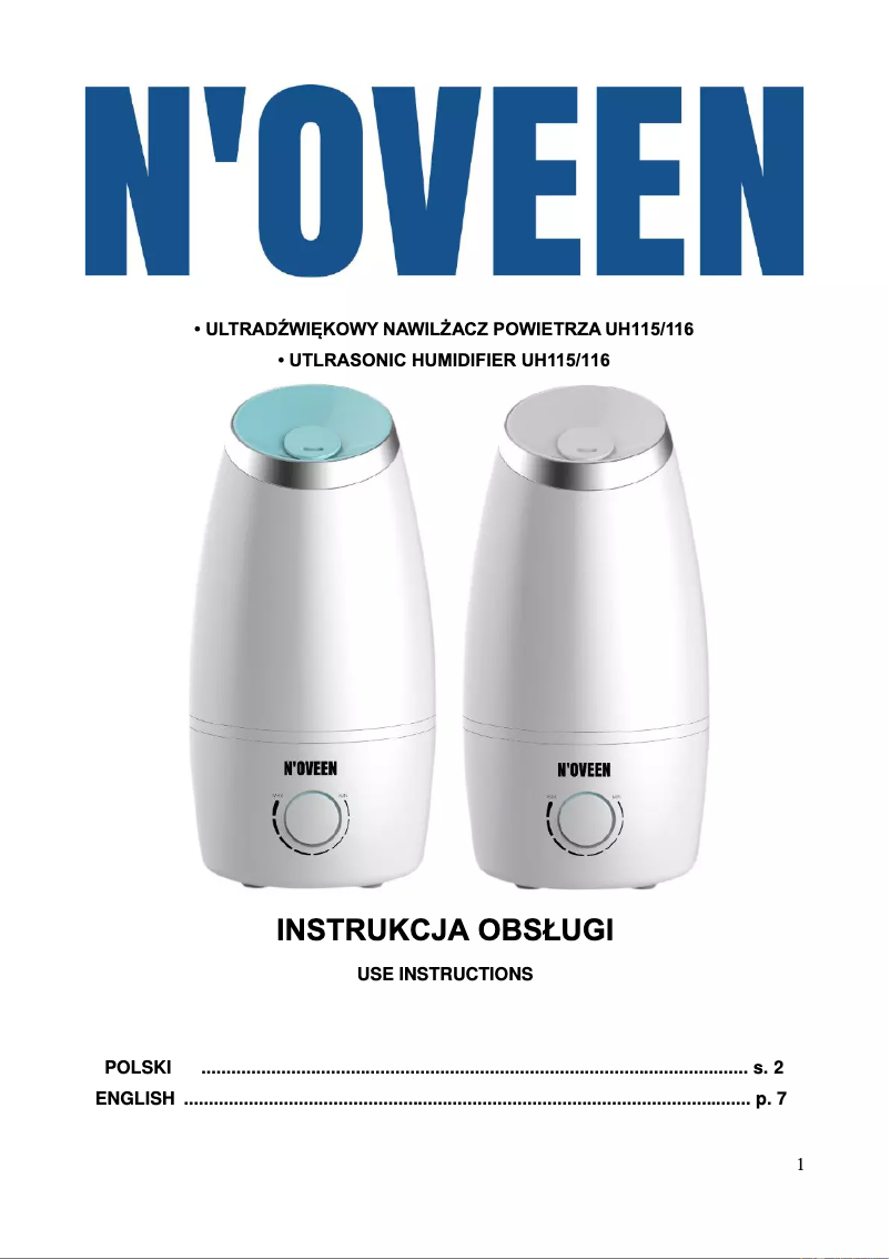 Página 1 del manual Manual de usuario N'oveen UH115