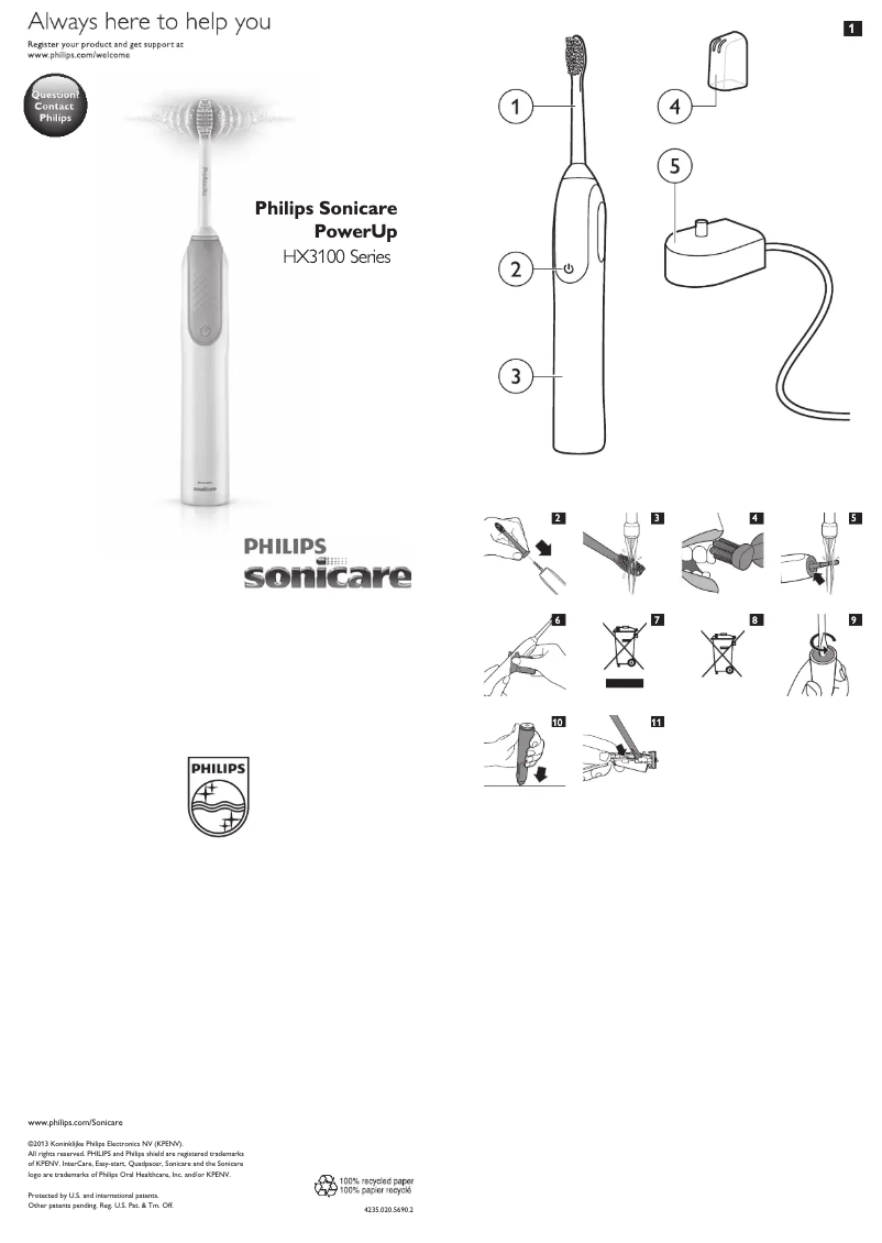 Imagen de la primera página del manual del dispositivo Sonicare PowerUp HX3130