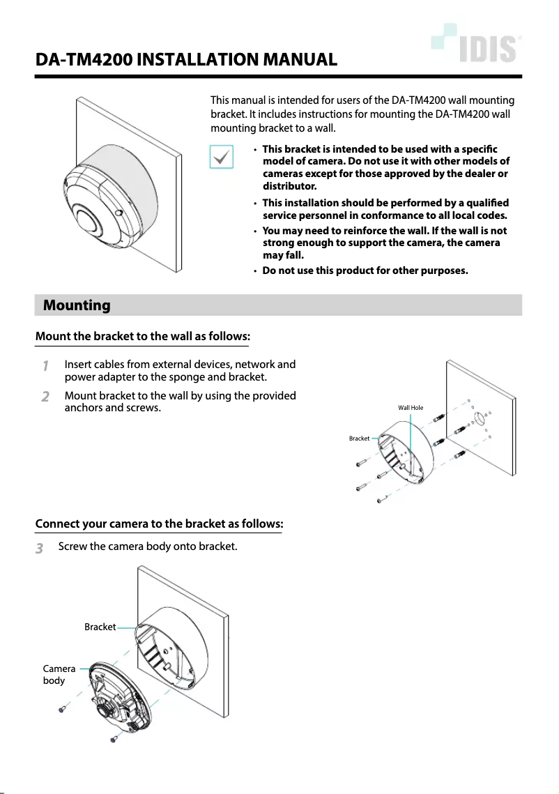 Página 1 del manual Manual de usuario IDIS DA-TM4200