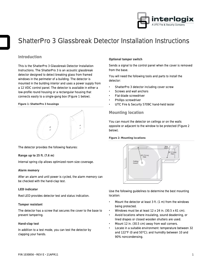 Página 1 del manual Manual de usuario Interlogix ShatterPro 3