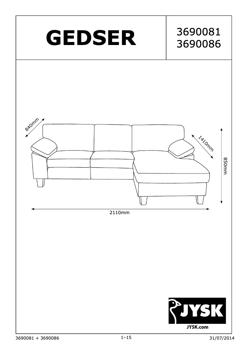Imagen de la primera página del manual del dispositivo Gedser (211x85x141)
