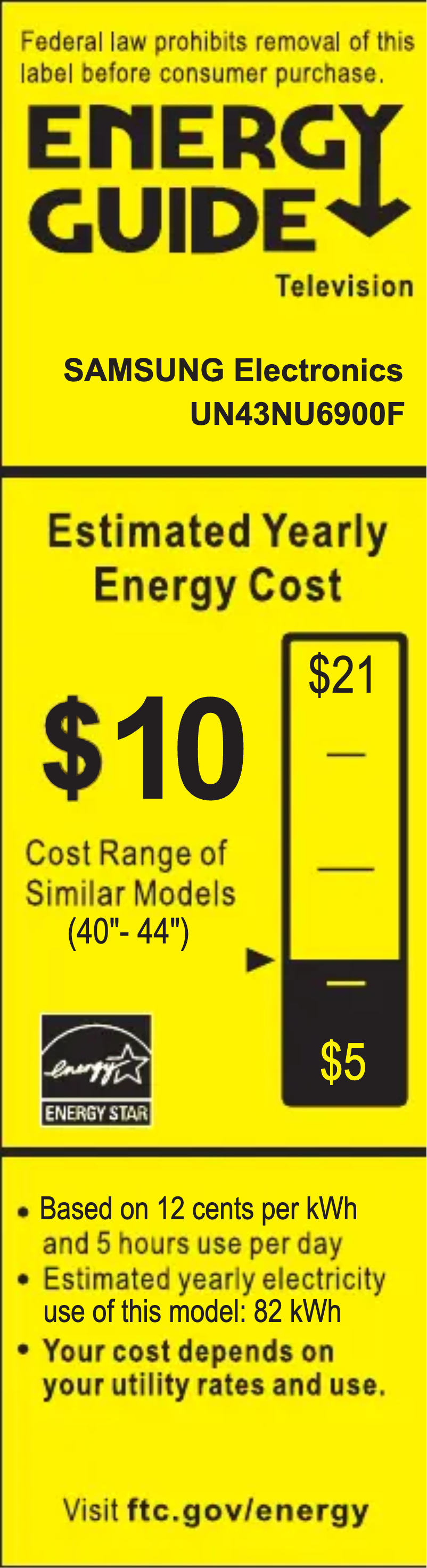 Página 1 del manual Etiqueta energética Samsung UN43NU6900FXZA