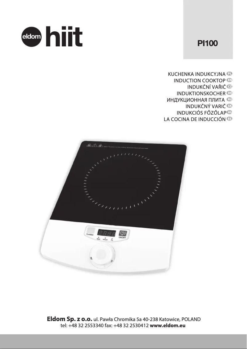 Imagen de la primera página del manual del dispositivo HIIT PI100