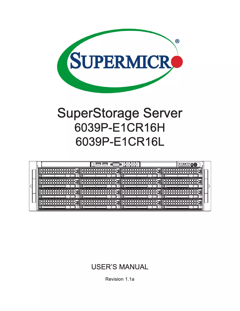 Imagen de la primera página del manual del dispositivo SuperStorage 6039P-E1CR16L