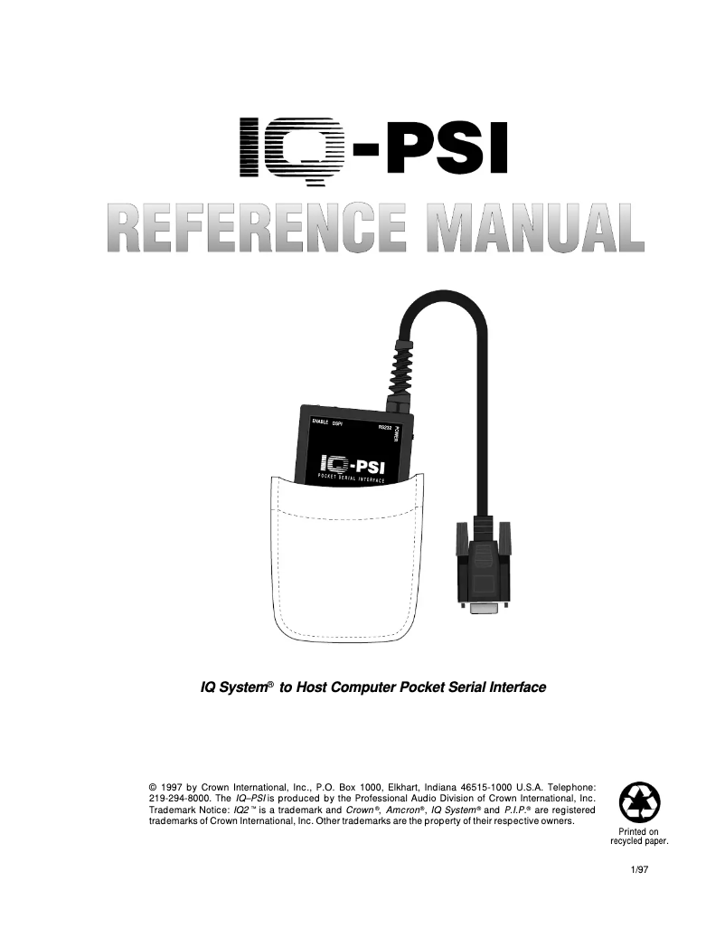 Página 1 del manual Manual de usuario Crown IQ-PSI