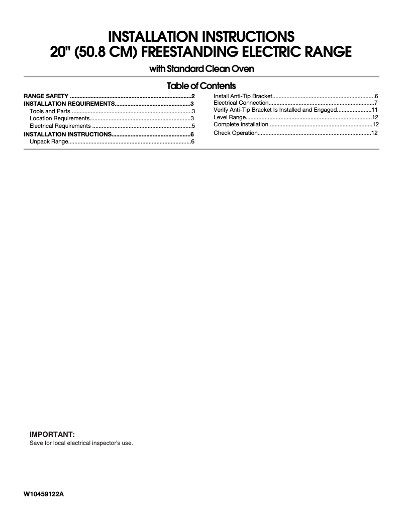 Imagen de la primera página del manual del dispositivo AEP222VAW