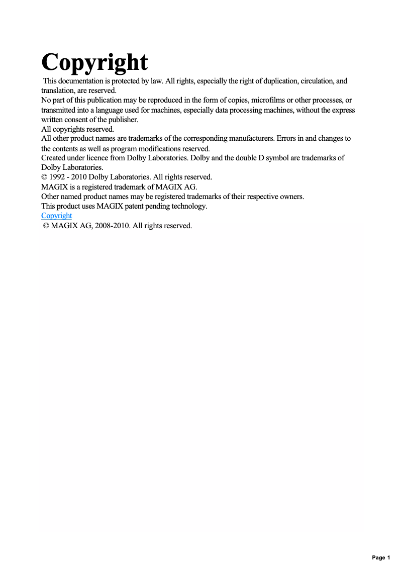 Página 1 del manual Manual de usuario Magix Movie Edit Pro Plus 16