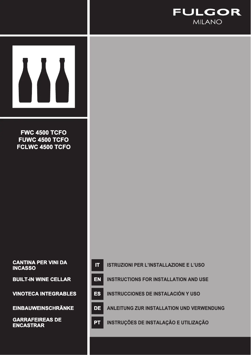 Página 1 del manual Manual de usuario Fulgor Milano FWC 4500 TC FO BK