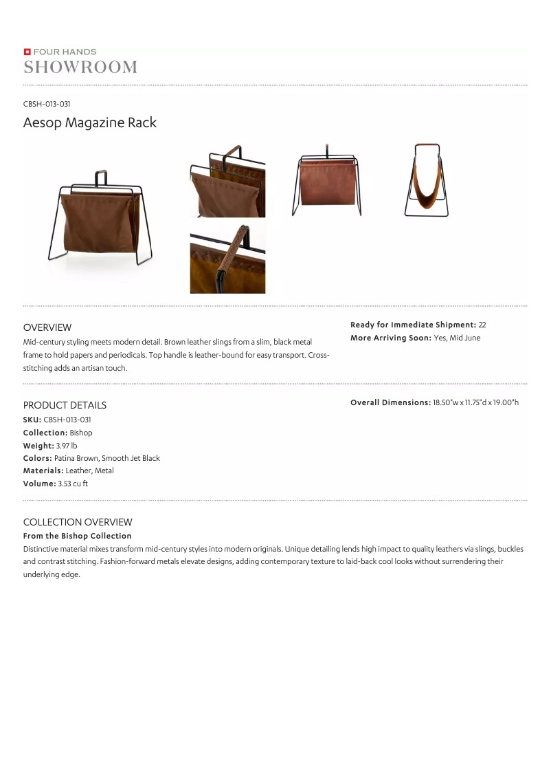 Página 1 del manual Manual de usuario Four Hands CBSH-013-031