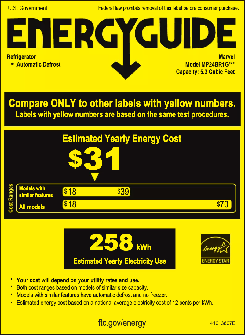 Página 1 del manual Etiqueta energética Marvel MP24BRG4RS