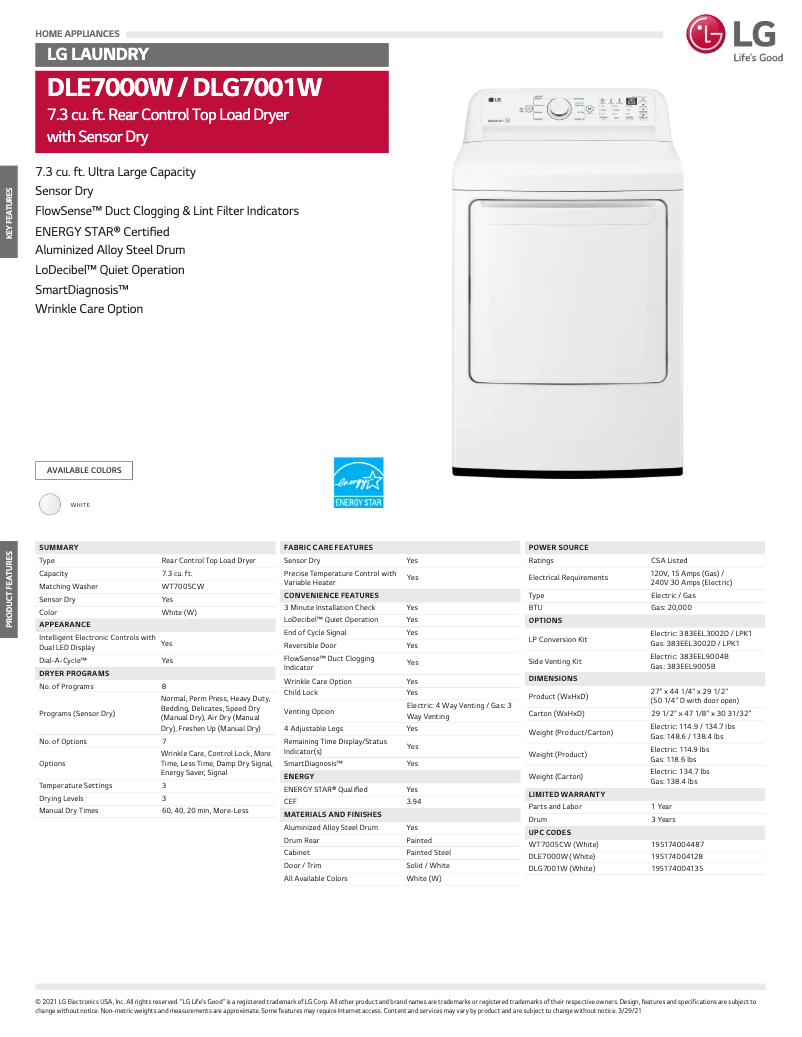 Imagen de la primera página del manual del dispositivo DLG7001W