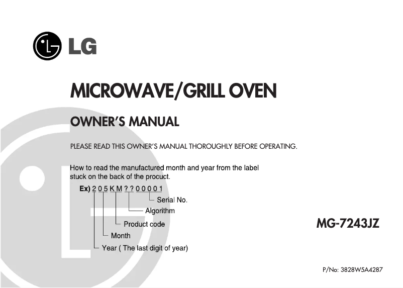 Imagen de la primera página del manual del dispositivo MG-7243JZ