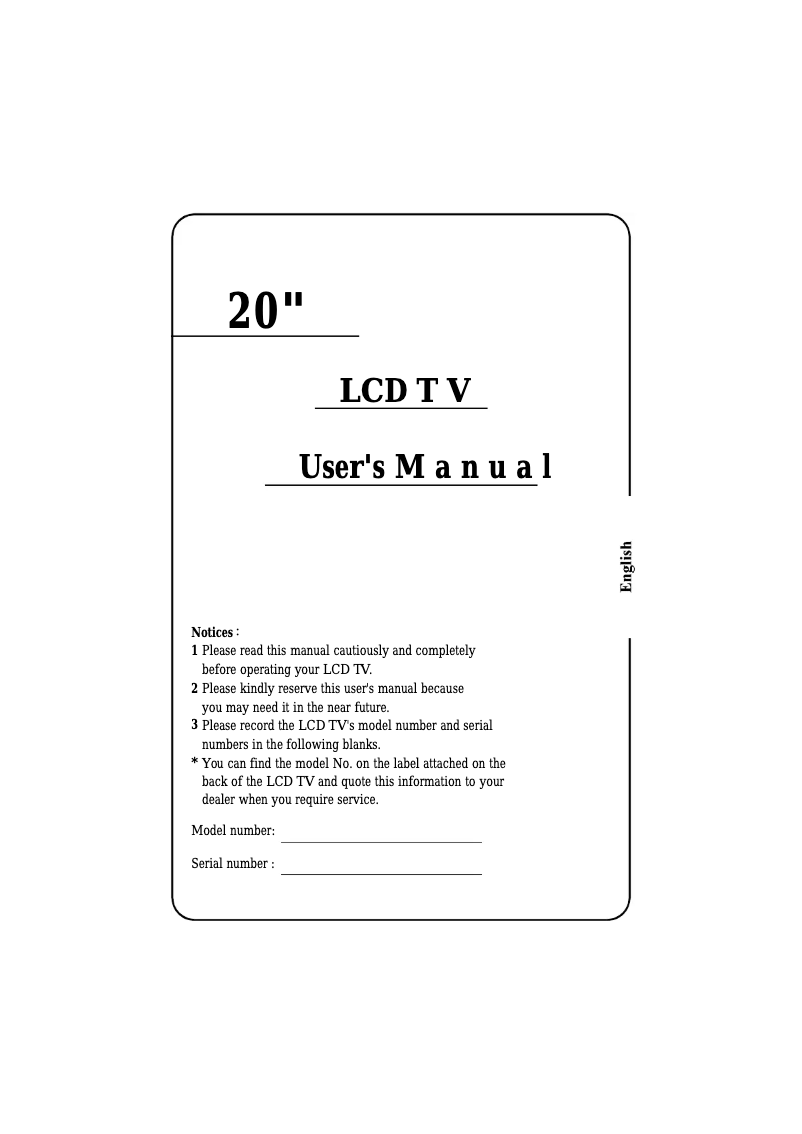 Imagen de la primera página del manual del dispositivo LTV20DA