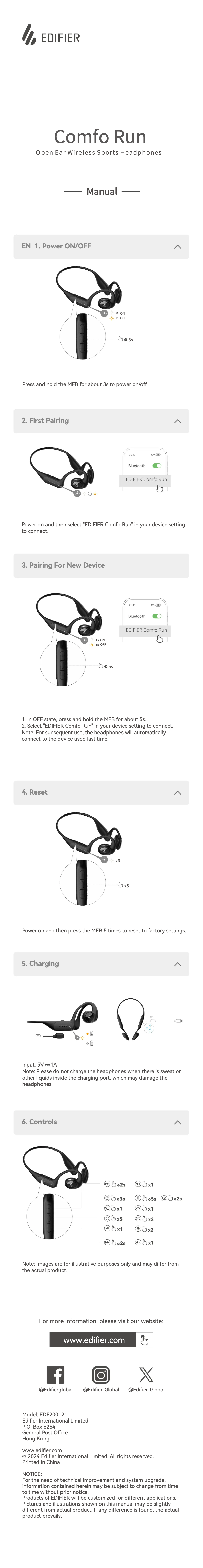 Imagen de la primera página del manual del dispositivo Comfo Run