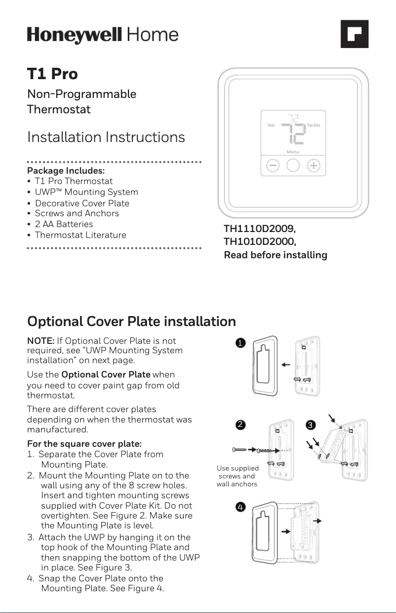 Imagen de la primera página del manual del dispositivo TH1110D2009/U