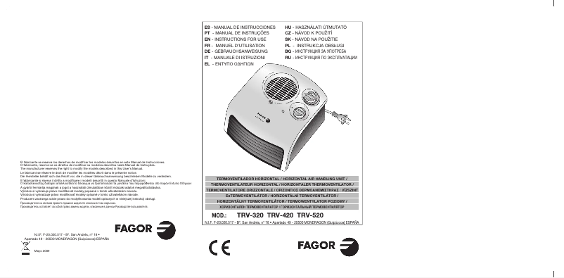 Imagen de la primera página del manual del dispositivo TRV-520