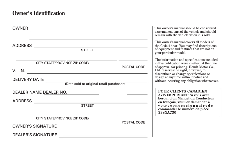 Página 1 del manual Manual de usuario Honda Civic (2009)