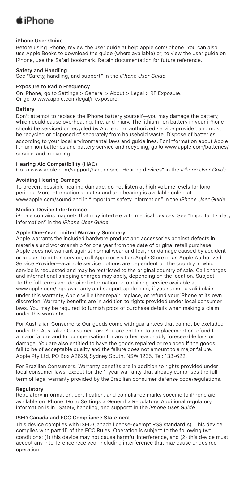 Imagen de la primera página del manual del dispositivo iPhone Xs