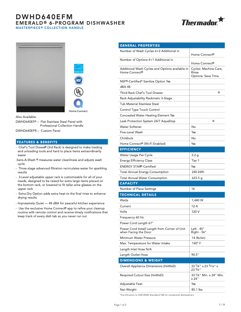 Imagen de la primera página del manual del dispositivo DWHD640EFM