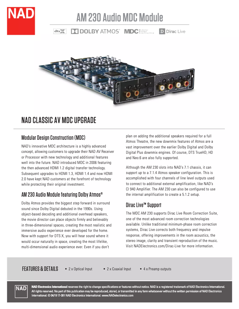 Página 1 del manual Manual de usuario NAD AM 230