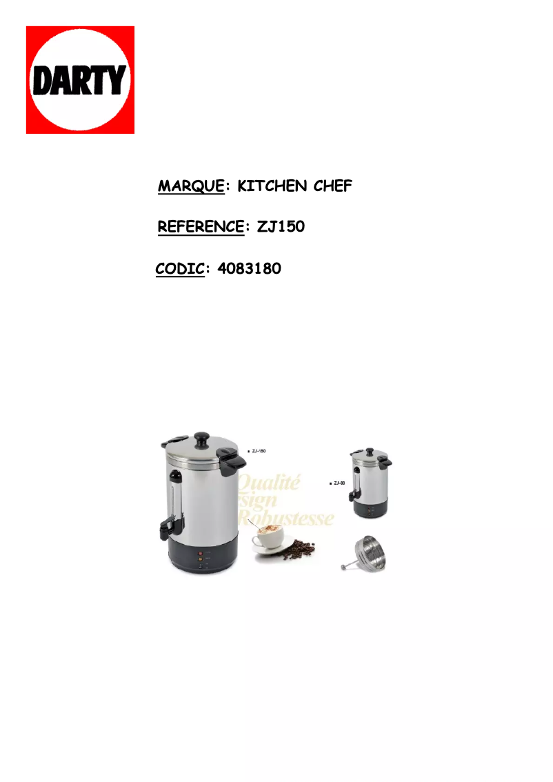 Página 1 del manual Manual de usuario Kitchen Chef ZJ150